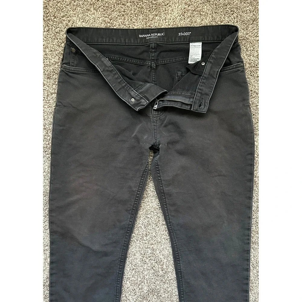 Banana Republic Traveler Slim Fit Pants Mens 35x30 Dark Gray Faded Black Stretch